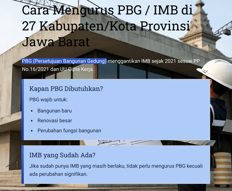 Cara Mengurus PBG-IMB di 27 KabupatenKota Provinsi Jawa Barat
