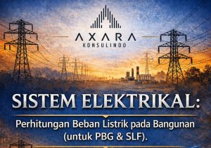 Tabel perhitungan beban listrik dan Single Line Diagram (SLD) sebagai syarat teknis dokumen elektrikal untuk perizinan PBG dan pemeriksaan SLF
